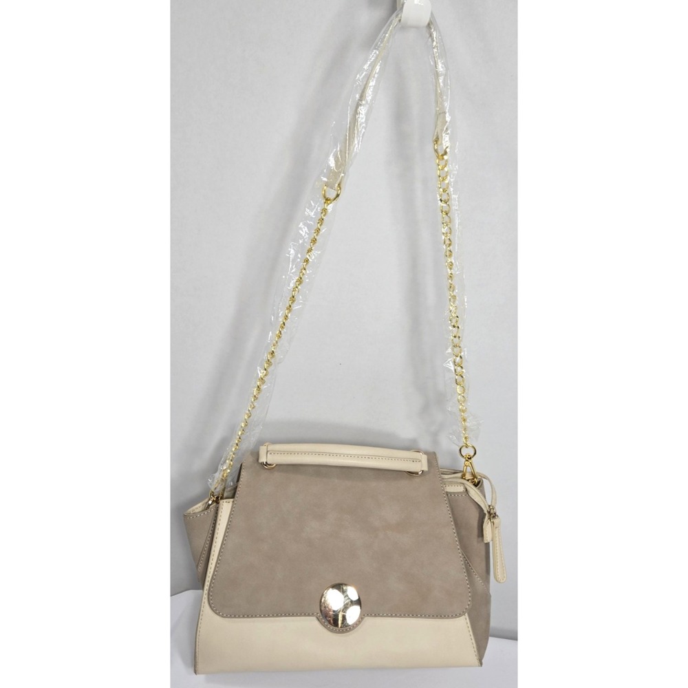 Nordstroms Sole Society Shoulder Hand Bag Satchel Faux Suede Leather Beige Tan